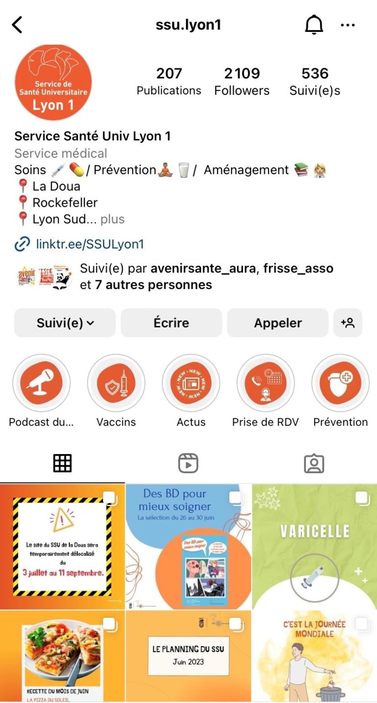Visuel Instagram pour le site internet SSU Lyon 1
